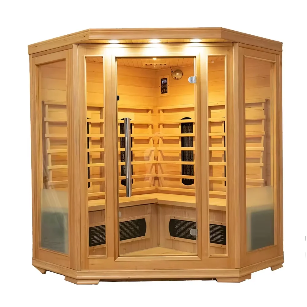 

STLFFar Infrared Sauna Room Indoor 3-4 Person Solid Wood Sauna Room