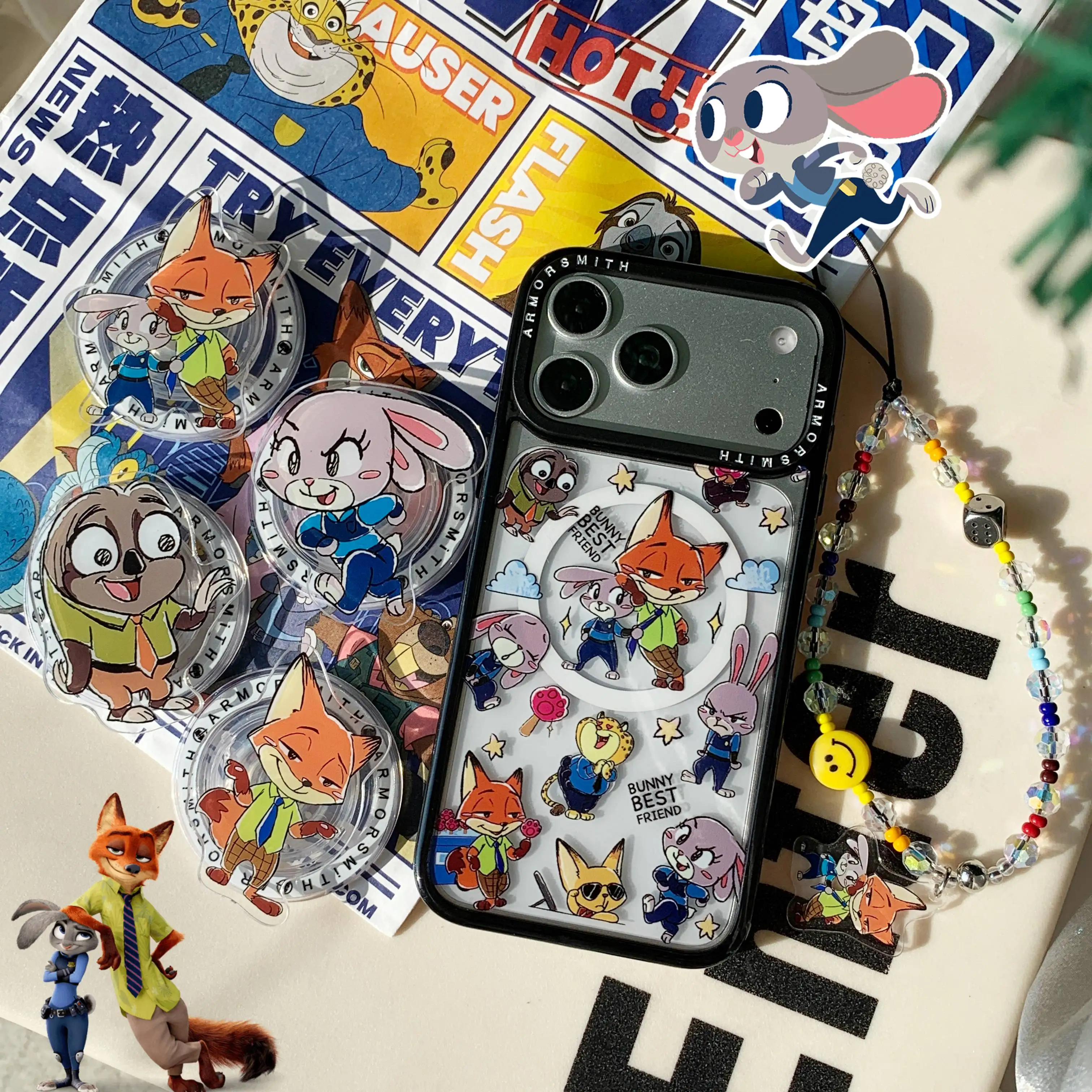 

Cute Zootopia With Nick&Judy&FlashSloth Magnetic Phone Holder For Samsung/IPhone/Magnetic Phone Case Pocket-Friendly Portability