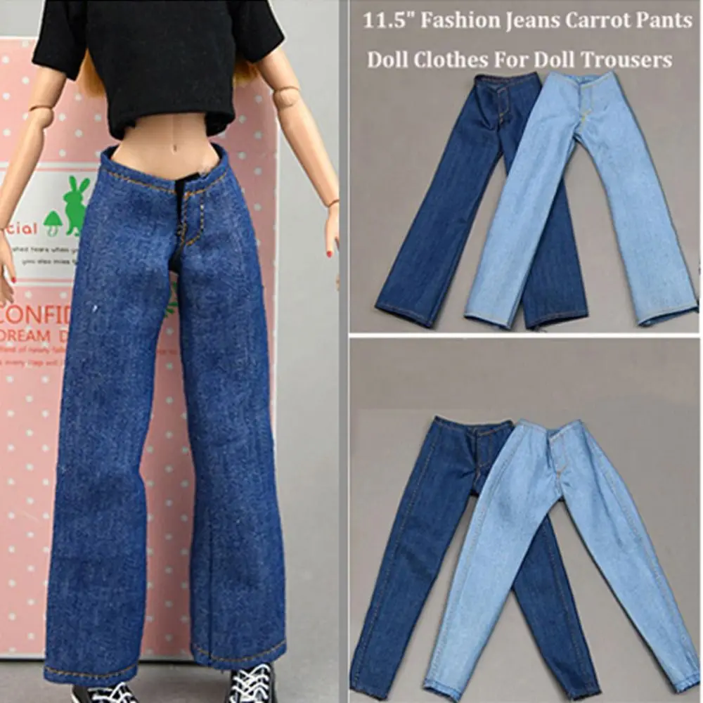 جودة عالية موضة بنطال ذو قصة أرجل واسعة متعدد الأنماط الاطفال اللعب دمية الجينز بنطلون ملابس غير رسمية دمية الجزرة السراويل الملابس #3