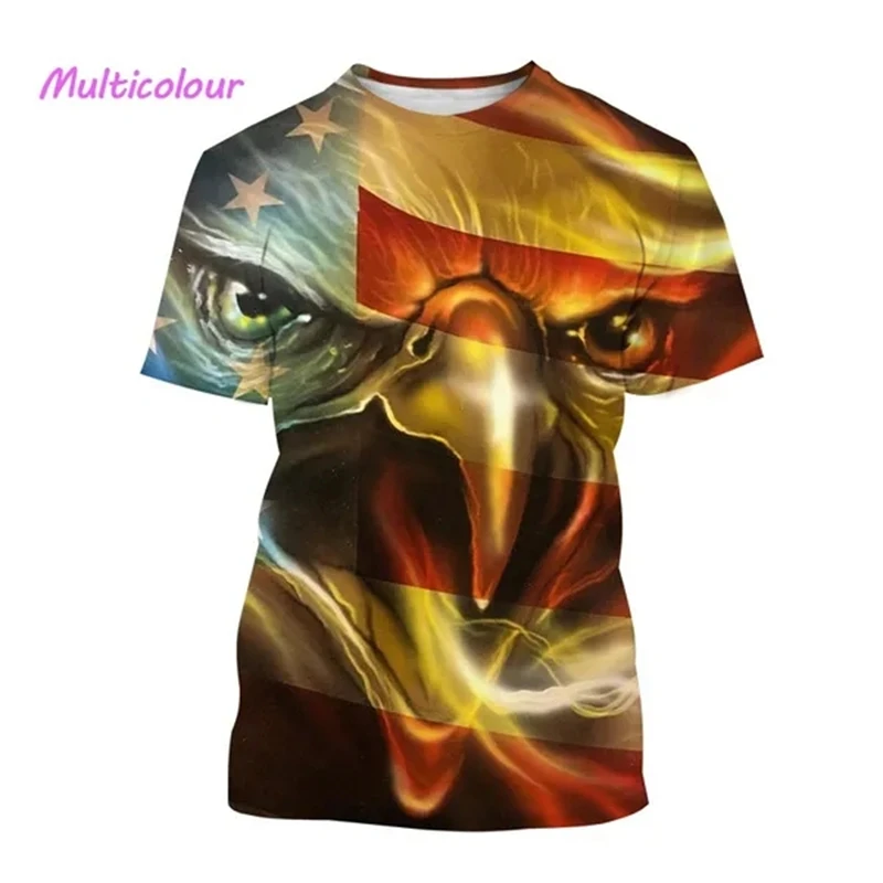 

Newest Fashion Eagle 3D Printed T-shirt American Flag Eagle Stripe Style Short Sleeves Unisex Personality T-Shirts Tees Tops Men