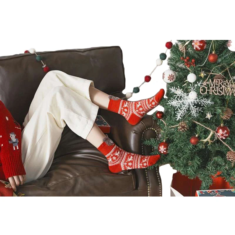 Cotton Cartoon Christmas Socks Home Decoration 2023 New Year Christmas Gifts Yoga Indoor Socks