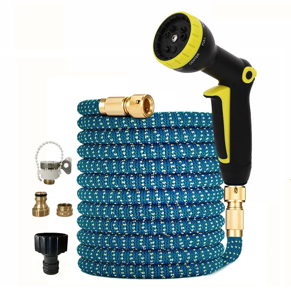 25ft-125ft Garden Hose Reel Expandable Watering Hose High Pressure Flexible Car Wash Watering Garden Irrigation Magic Hose Gun