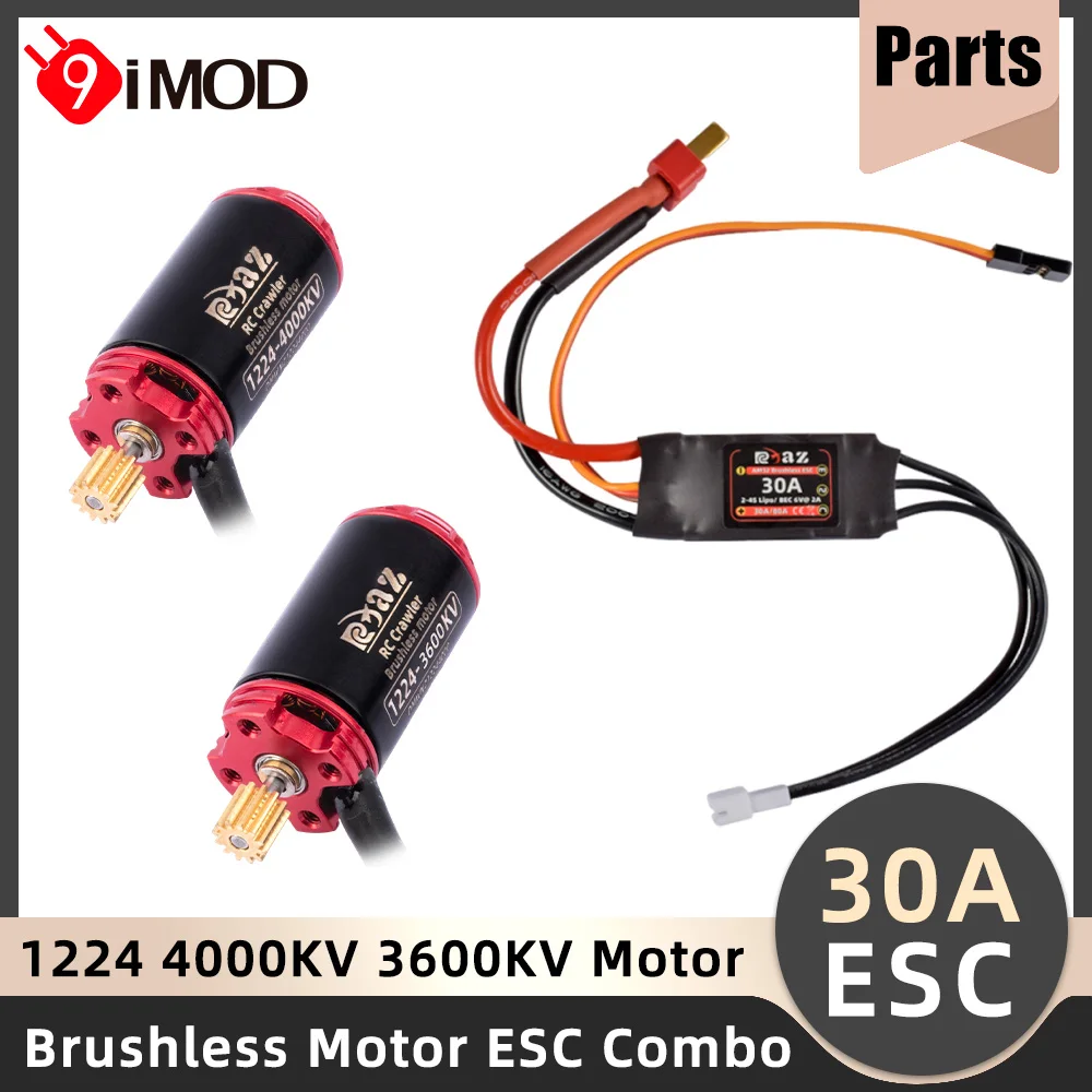 9IMOD Brushless ESC Motor Combo AM32 30A Mini ESC 1224 3600/4000KV Outrunner Motor For RC 1/24 Crawler Car Axial SCX24