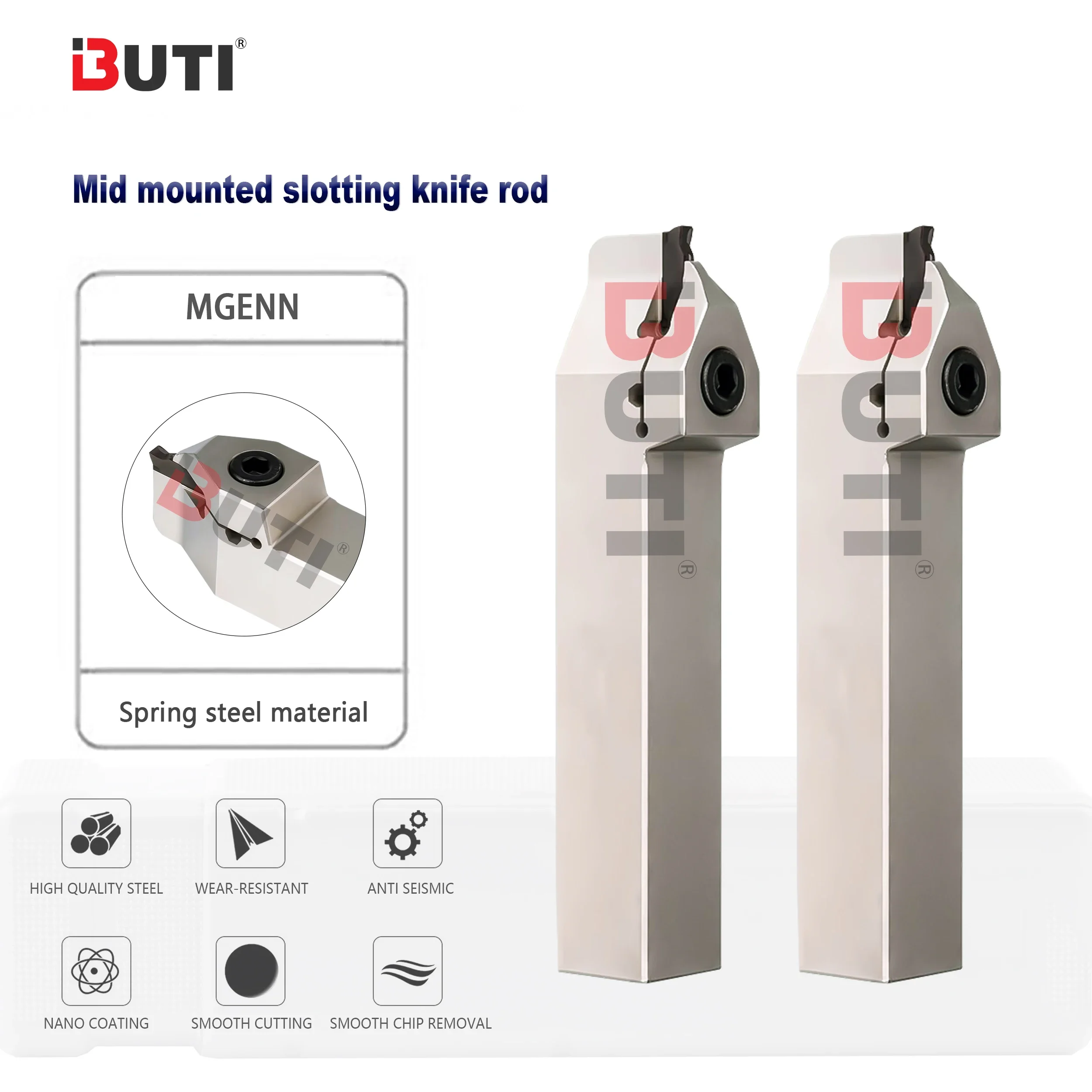 

MGENN Series Mid Mounted Short Blade Groove Cutter Bar MGENN2020-2T6 MGENN2525-6T10 Spring Steel Anti-Seismic Groove Cutter Bar