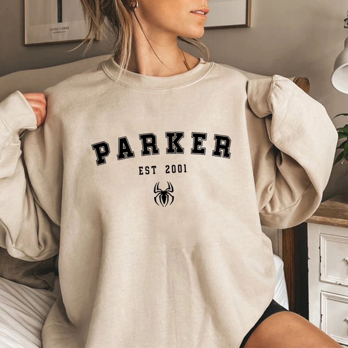 Parker Est 2001 Sweatshirt Tom Holland Pullover Sweatshirts Superhero Shirt Gift for Fans Women Graphic Hoodies Sweatshirts Tops