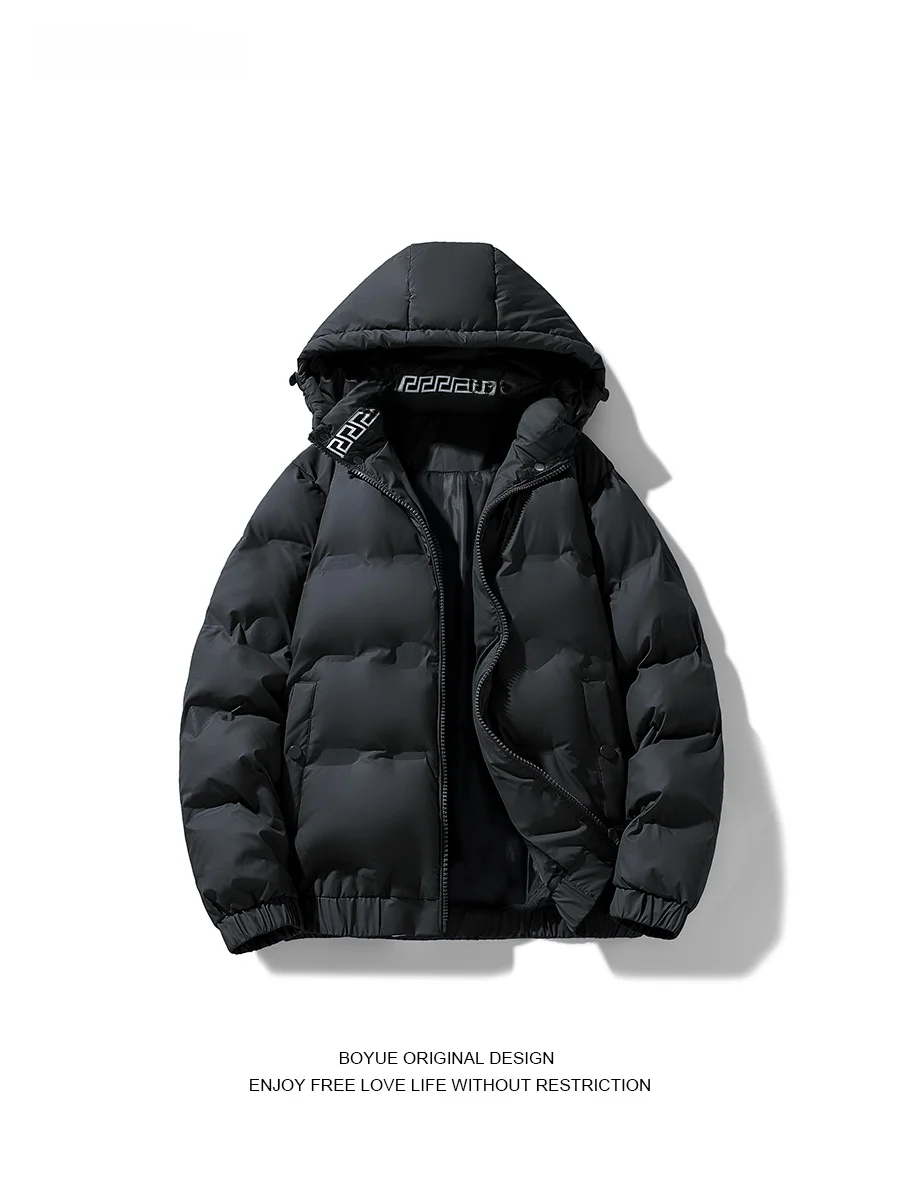 

Boyue Winter Large Size Hooded Casual Cotton Jacket Fashionable Travel Versatile Simple Men's Trendy Bread Coat Warmth