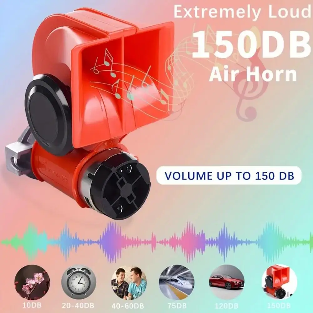 Super Loud 150db 12V Truck Air Horn - Snail Car Compressor Horn For Cars, Trucks, Jeeps, Motorcycles Waterproof P0N6