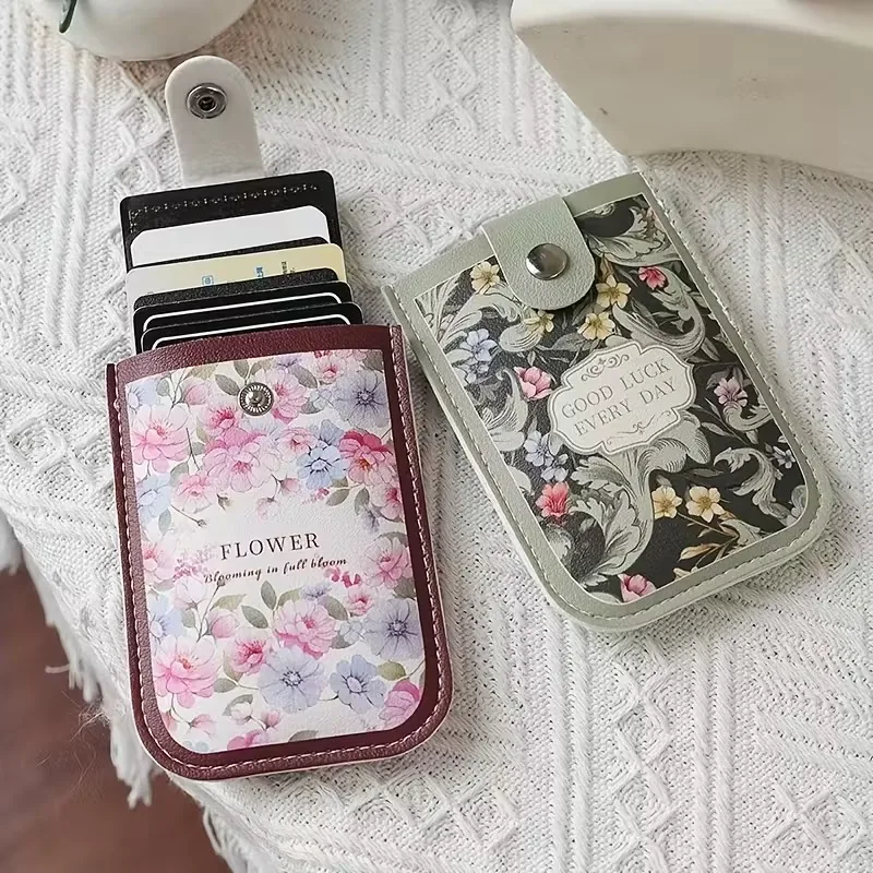 1-10 pezzi porta carte d'identità sottile stampa floreale vintage estraibile design a slot multipli grande capacità compatto per viaggi d'affari