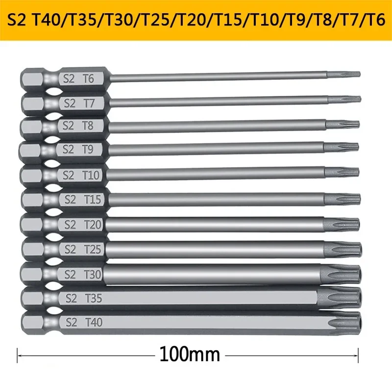 

11 Pcs 75/100mm Tamper Proof Security Drill Magnetic Bit Set Torx Screwdriver Flat Head 1/4" Hex Bits Driver F1FC High Quality