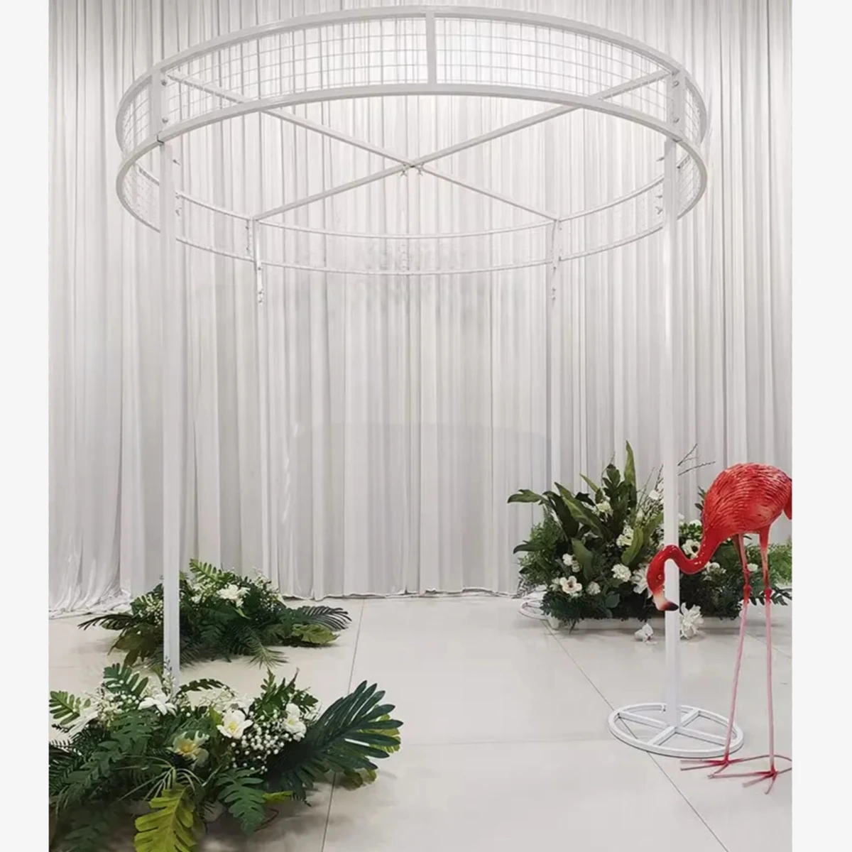 painted colour stainless steel frame flower stage canopy decorative grid floral backdrop stand wedding arch