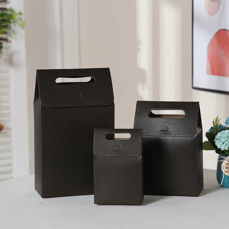 6/12 Kraftpapierboxen, Geschenkboxen mit Fenster, Faltbare Kartonboxen mit Griffen, Party-Geschenkboxen, Festivallieferungen – Detail 9