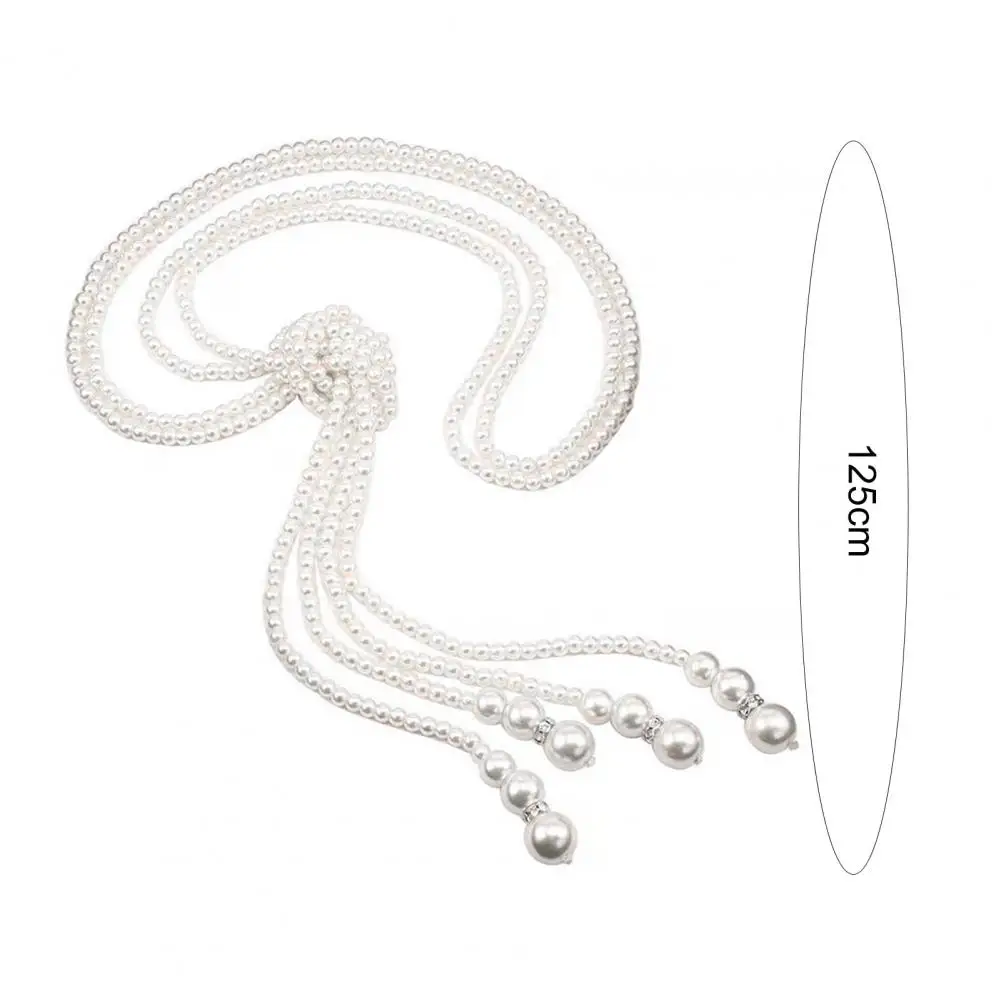 Imitation Pearls Necklace Long Pendant Necklace Elegant Double Layer Faux Pearl Sweater Necklace for Women Long for Stylish