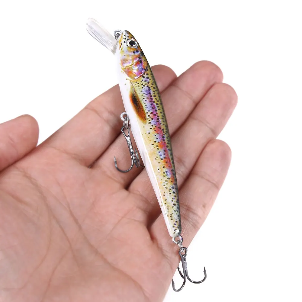 1 Stück Minnow-Angelköder mit Aufhängung, 11 cm – 11 g, harter Wobbler, künstlicher Köder für Forellen-, Barsch- und Lachsangeln