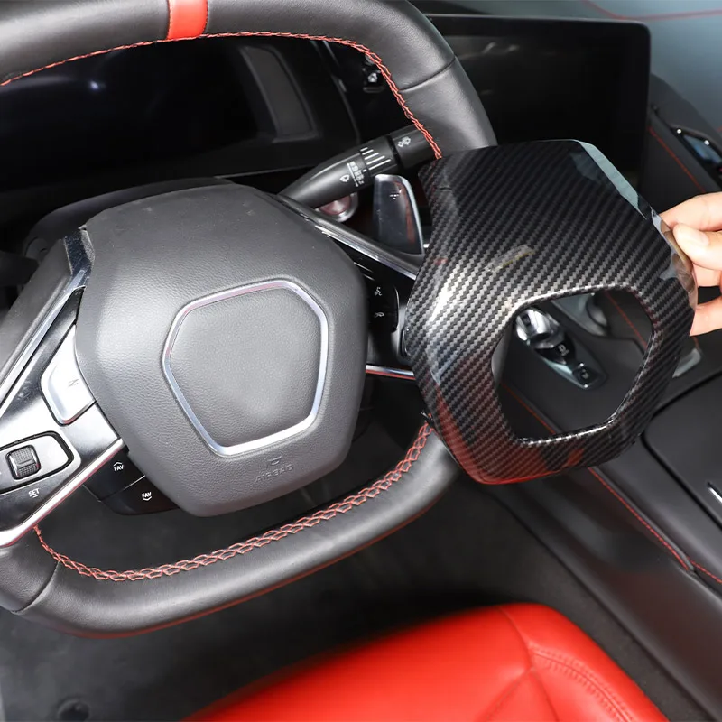 

ABS Carbon Fiber For Chevrolet Corvette C8 Stingray Z51 Z06 2020-2023 Car Steering Wheel Outer Frame Cover Interior Accessories