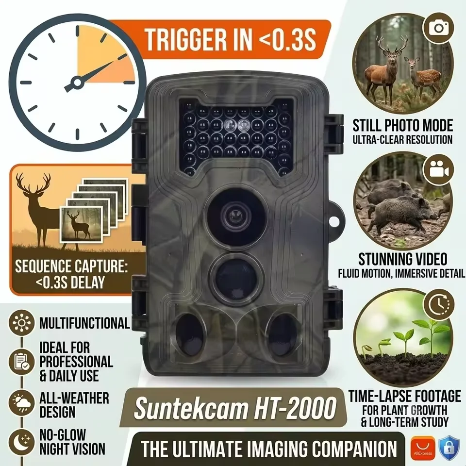 Suntekcam Trail Camera 24MP 1080P HD 0.3s Trigger Waterproof PIR Motion Activated Hunting Cam Outdoor Wildlife Deer Scouting 
