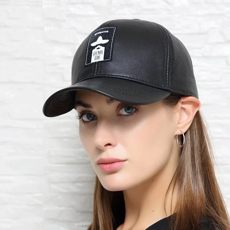 

Novelty Leather Baseball Caps For Women Men Soft Lambskin Outdoor Leisure Duck Tongue Gorra Korean Youth Sun Snapback Dad Hats
