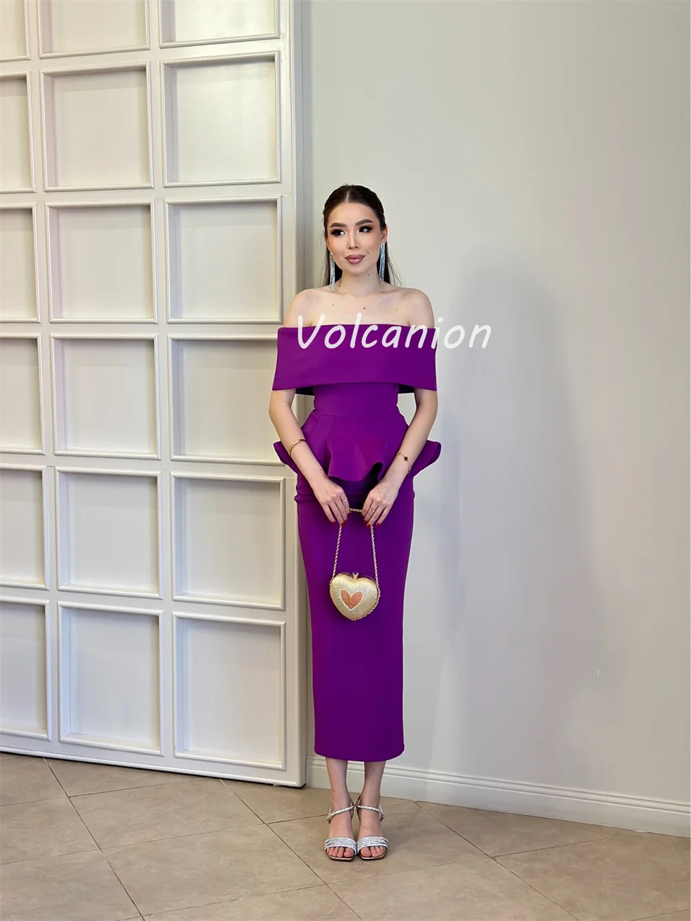 Customized Modern Style Fashion Jersey Draped Column Off-the-shoulder Ankle Length Dresses Bespoke Occasion Dresses Classic Sexy