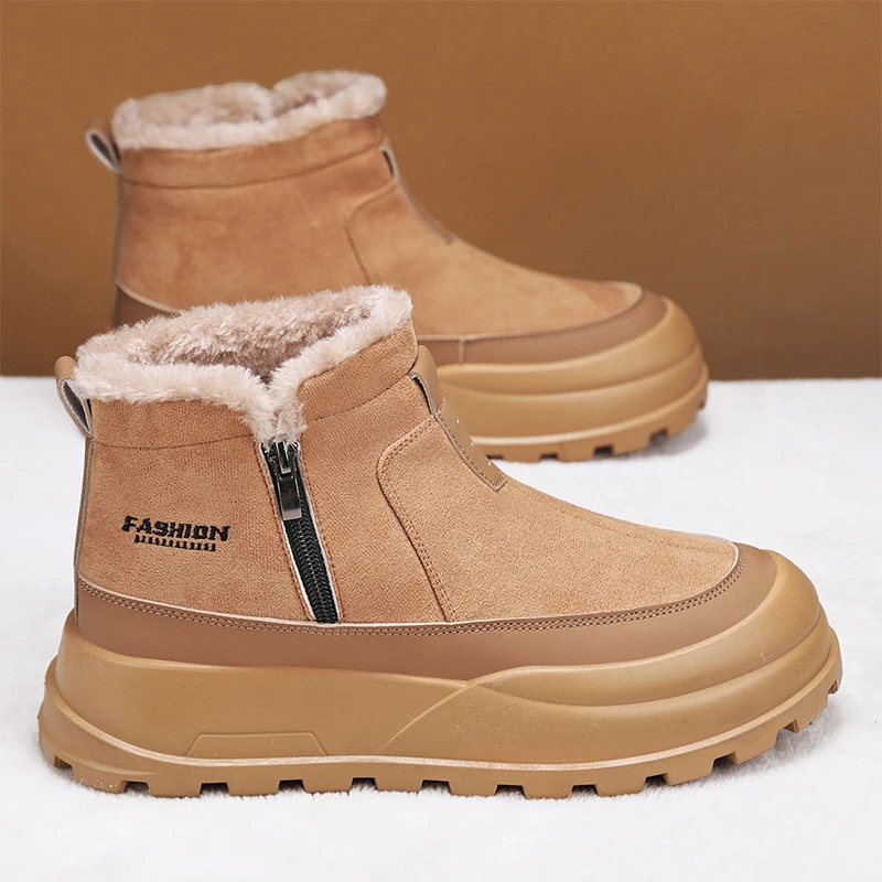 Snow Boots Men's New Winter High-top British Style Work Boots Men's Household Plus Cashmere Cold Warm Cotton Shoes