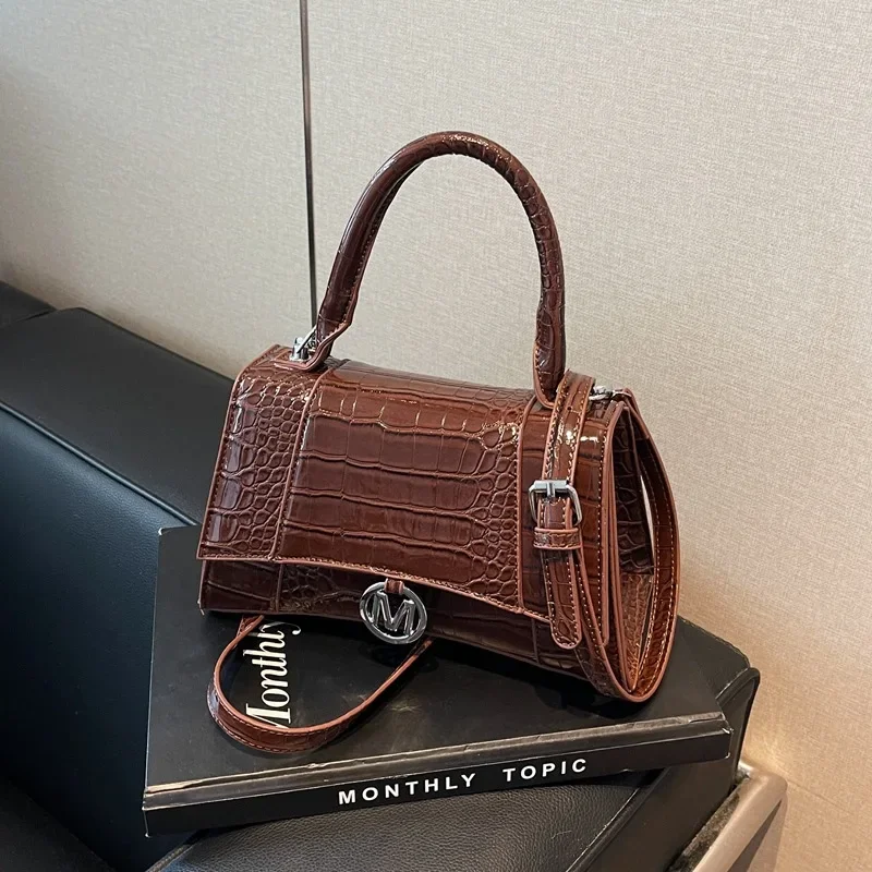 

2025 New Crocodile Pattern Hourglass Satchel - Premium PU Leather Shoulder Bag, Stylish Work Commuter Purse for Women