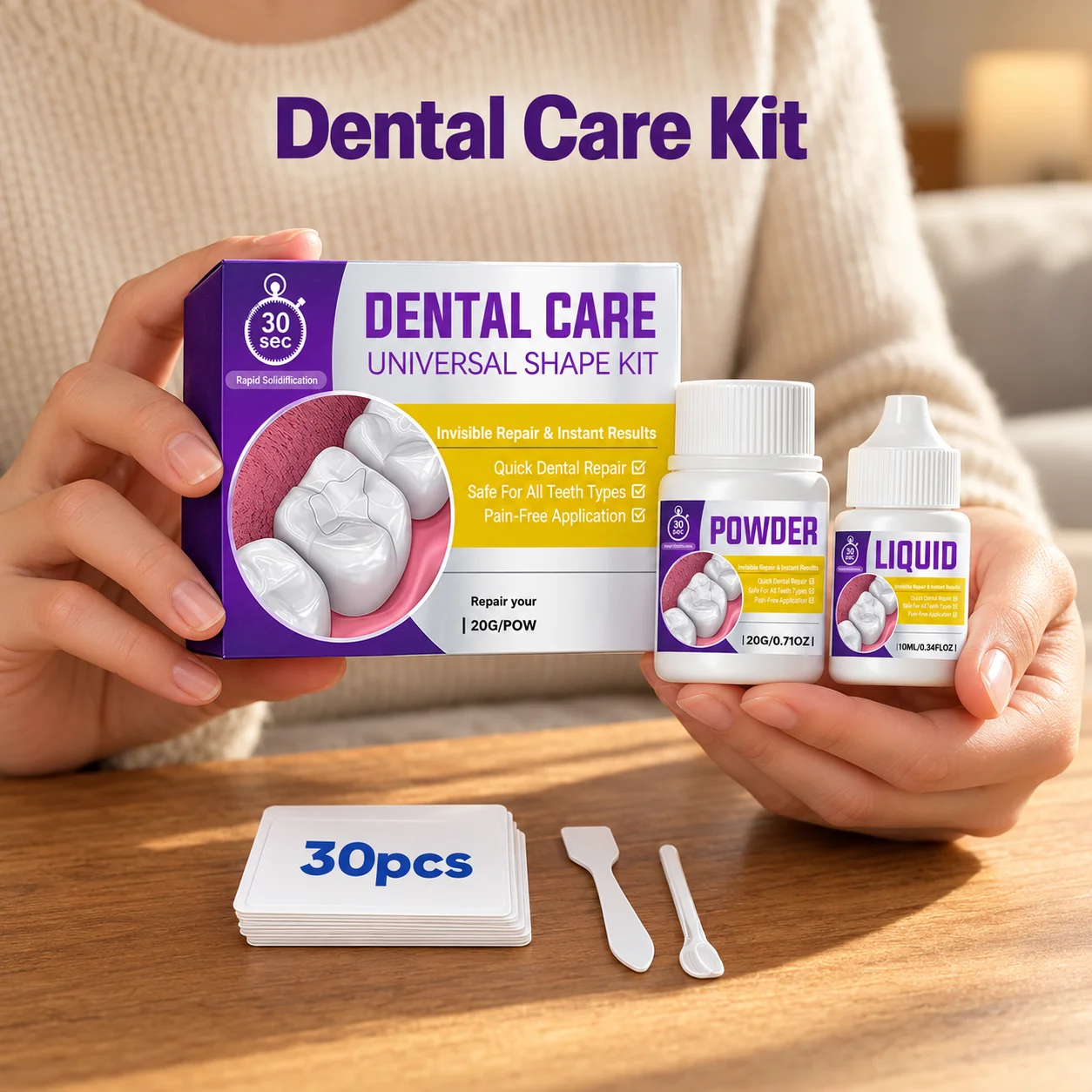 Dental Powder And Liquid Kit With 20g Powder Bottle And 10ml Liquid Bottle Plus Mixing Accessories For Tooth Repair Preparation
