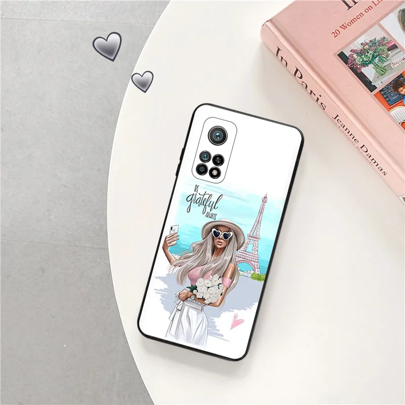 Black Matte Phone Case for Redmi Note12 Note13 4G 5G Xiaomi 13 12 Pro 12C 12X 12T 13C 12S Lite Summer Girl Travel Soft Cover