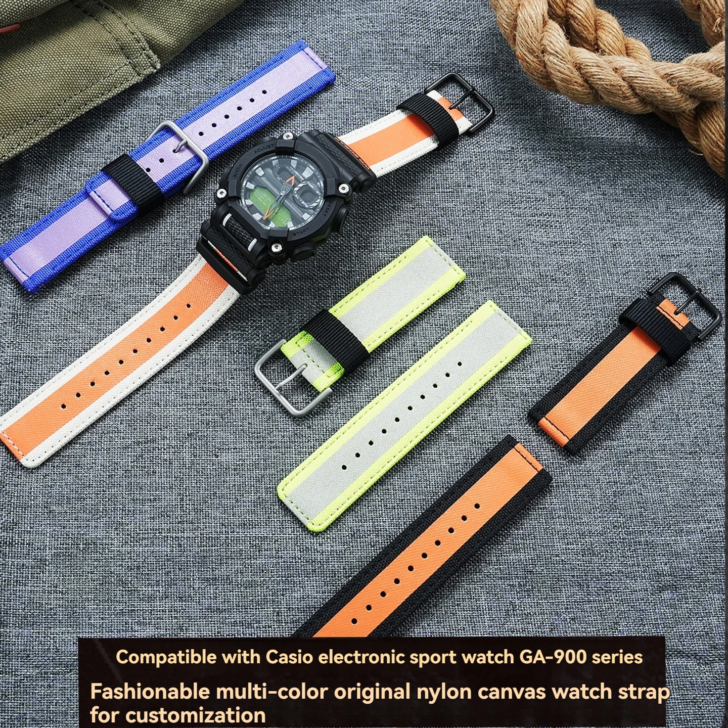 Canvas Watch Strap Replacement For G-SHOCK 5637 GA-900 GA-900TS Men Sports Wrist Band Accessories