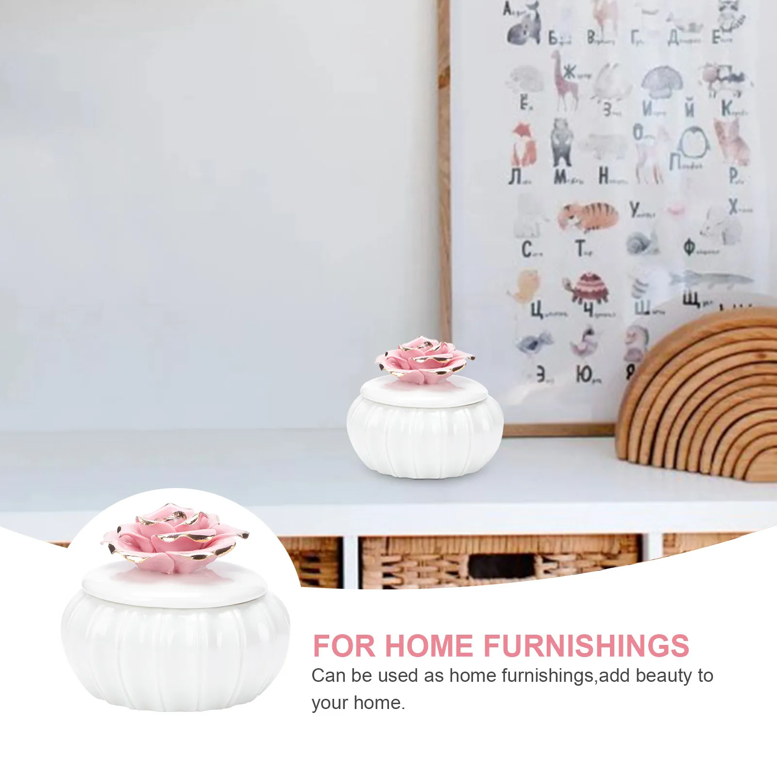 1Pcs Nordic Hand-Painted Ceramic Jewelry Box Rose Pattern Sealed Storage Jar Decorative Home Organizer Gift Ceramic Storage Jar