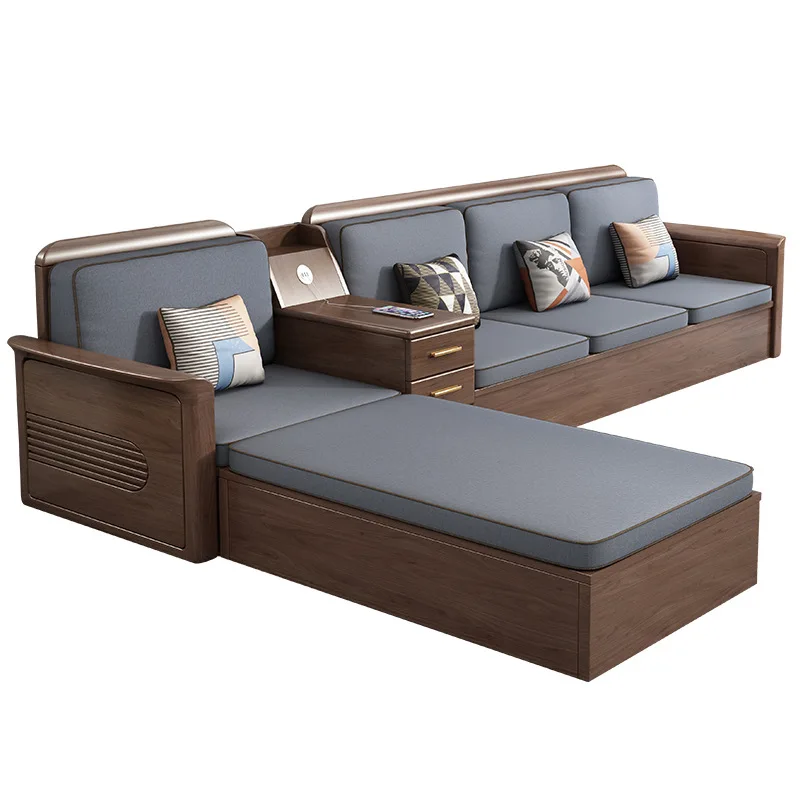 

German solid wood sofa combination modern simple small apartment living room