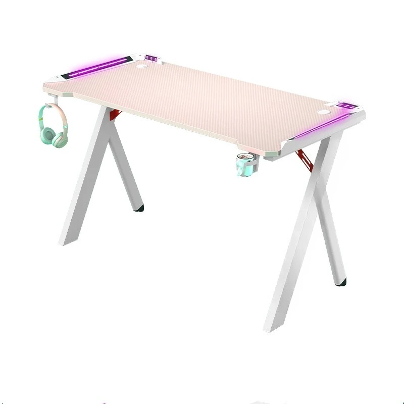 

Pink RGB gaming table, cross-border foreign trade game home computer desk Desktop Internet celebrity desk