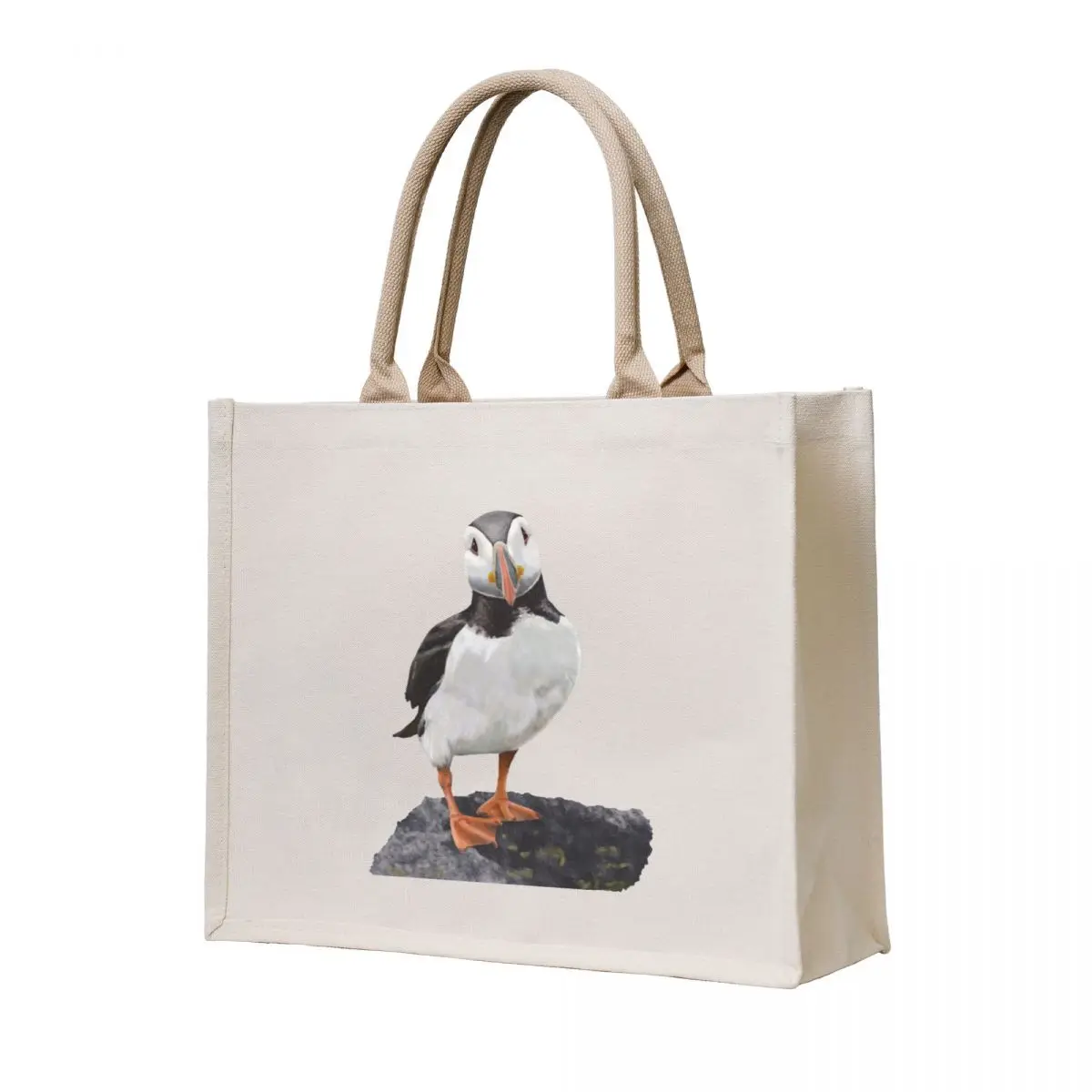 

Puffin on rock Tote Bag Candy bags large size bags woman shopping bag Canvas bag for women