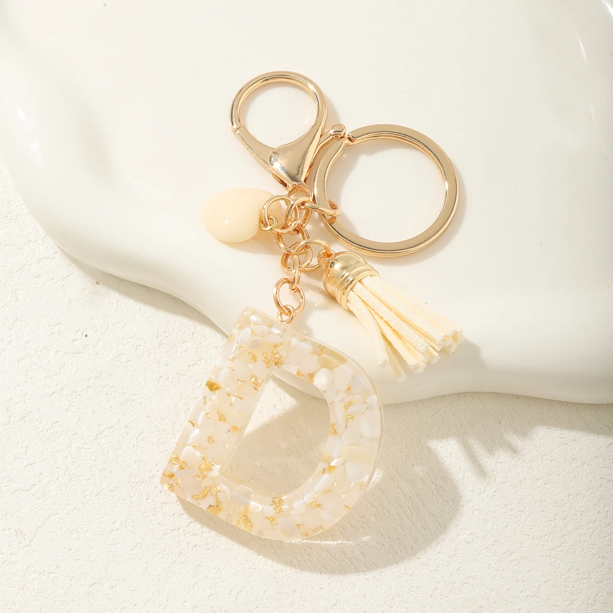 Ms. Alphabet Initial Letter Keychain Cute Valentine\'s Day gifts with hearts and tassels Key Chain Backpack Car Hanging Pendant