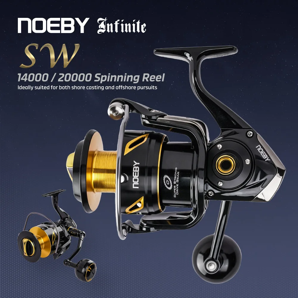 

Noeby-Spinning Fishing Reel 30kg Max Drag Sealed Waterproof, 14000 20000 Heavy Duty Sea Metal, Heavy Duty, 4.11 Gear Ratio Reel