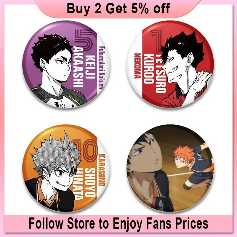 Cute Cartoon Button Pins Anime Haikyuu!! Badge Manga Figures Icons Pin Backpack Clothes Decoration Brooches for Bag DIY Gifts