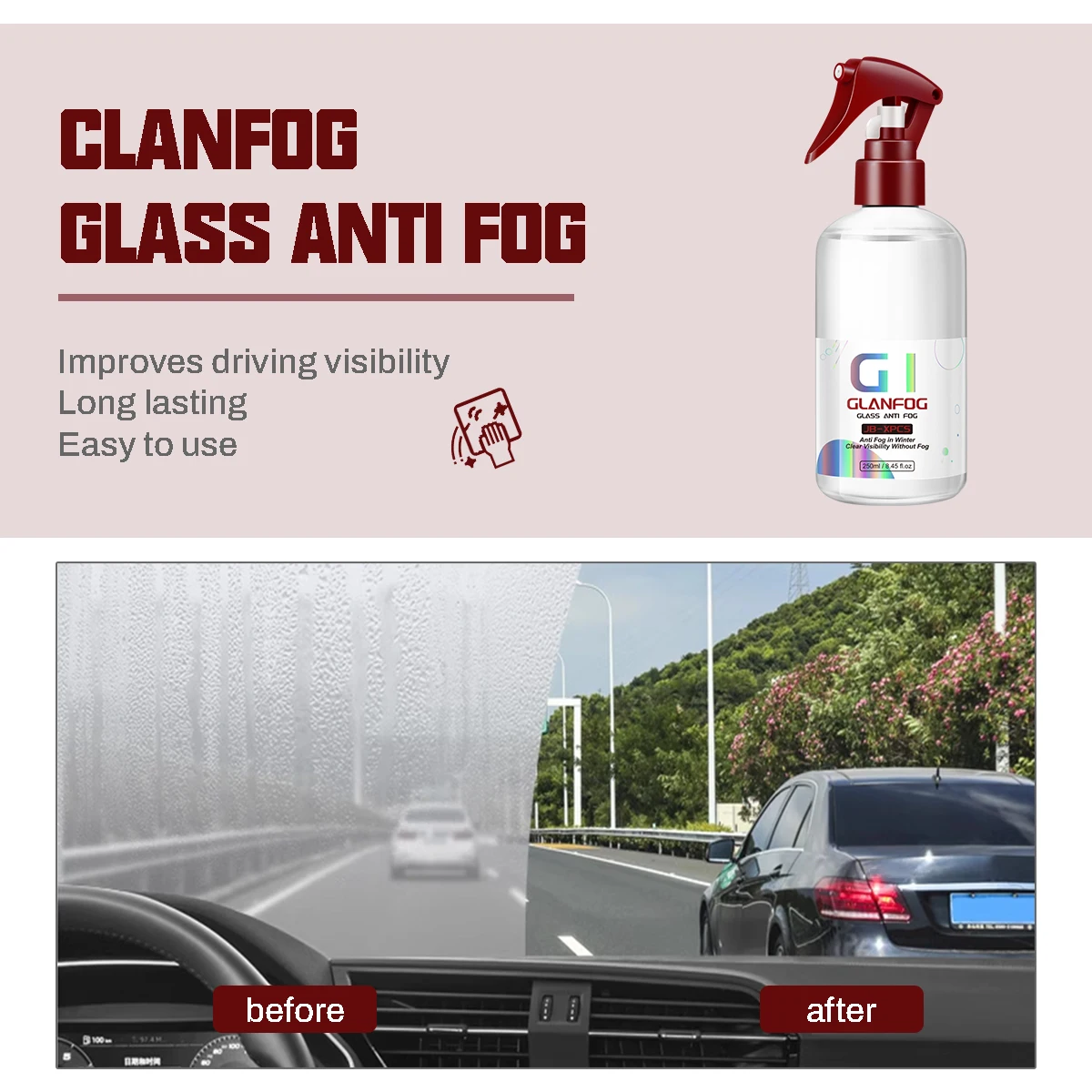 الزجاج مكافحة الضباب رذاذ مكافحة الضباب طلاء وكيل مزيل الضباب السيارات ويندوز شاشات مرآة الزجاج الأمامي طارد المياه إزالة الضباب G1 #3