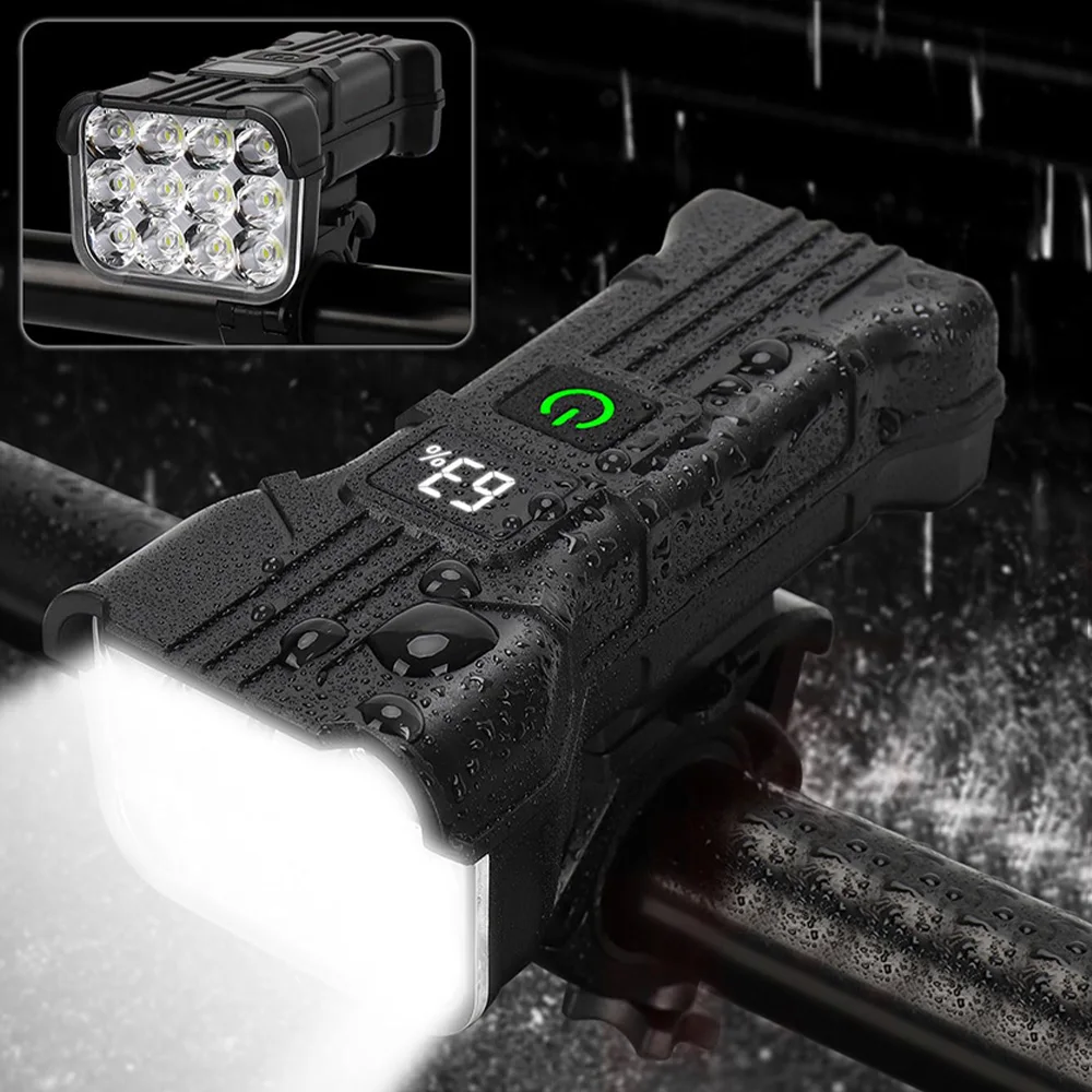 

12-светодиодный передний фонарь для велосипеда, перезаряжаемый велосипедный фонарь, MTB велосипедные головные фонари, велосипедная защитная лампа для ночной езды