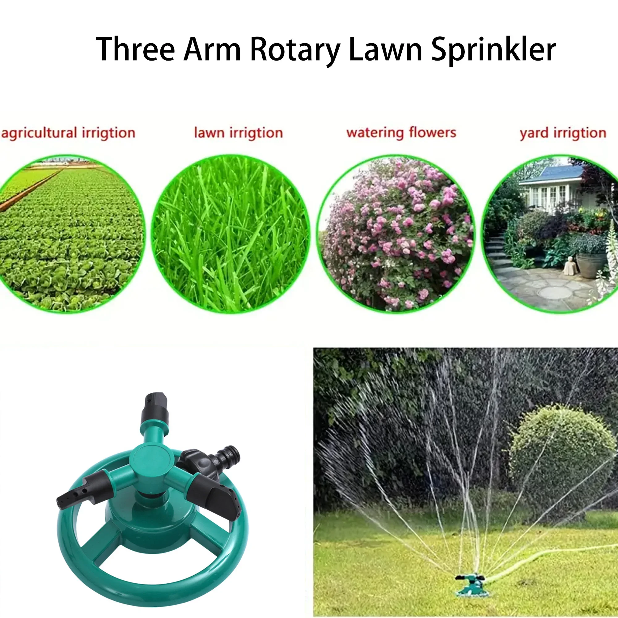 

Durable Garden Sprinkler - 360 -Degree Rotation - Efficient Watering for Lawns & Plants | Easy Setup & Water-Saving