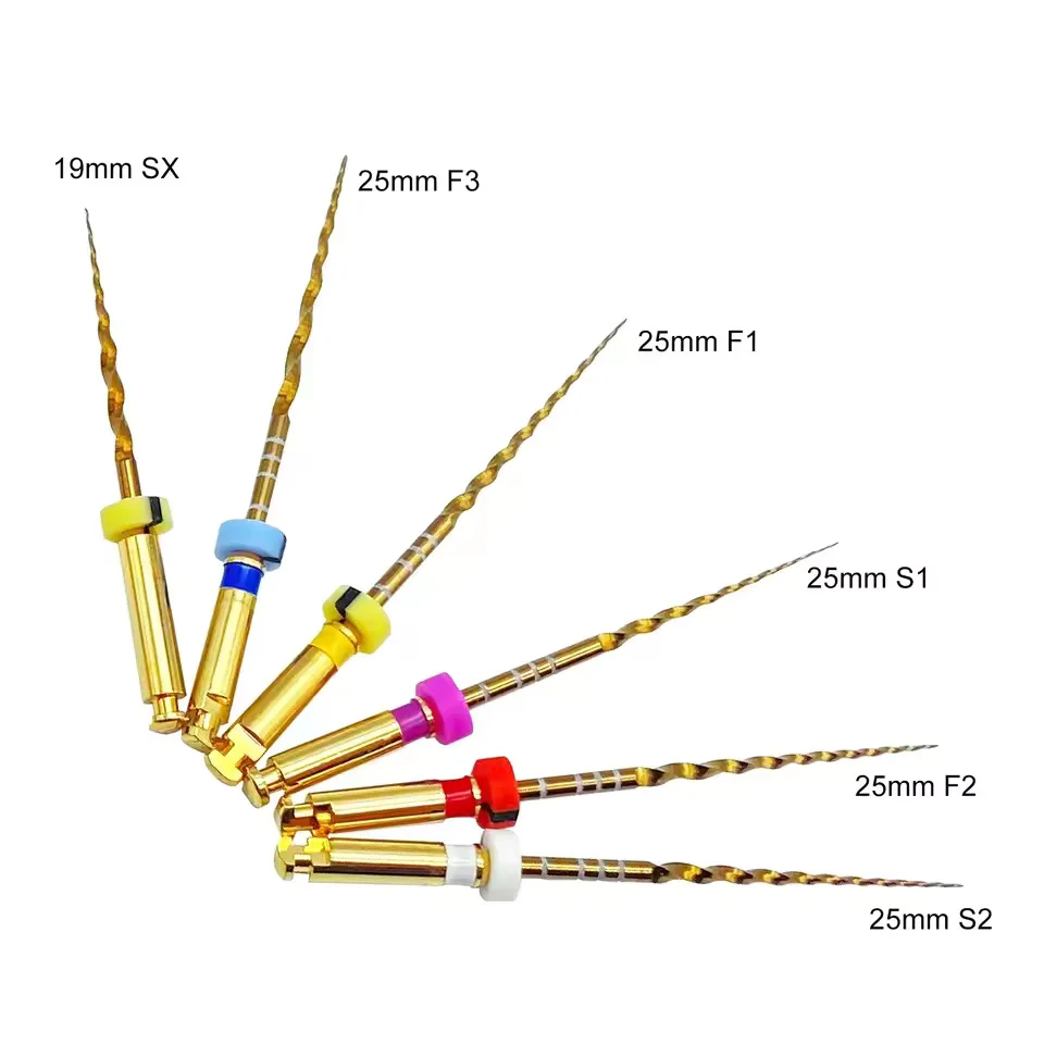 Limes endodontiques rotatives NITI flexibles en or activées par la chaleur NDI, 21/25/31 mm, outils de traitement endodontique pour dentistes