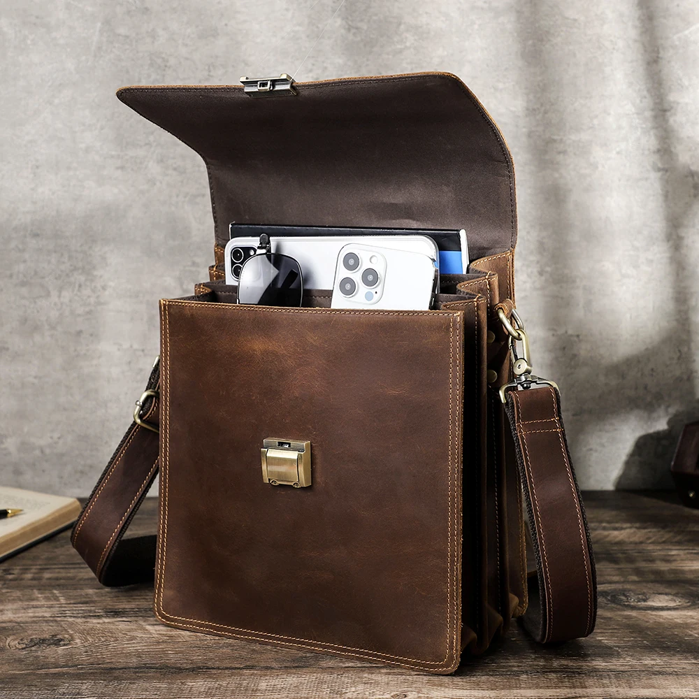 Vintage Genuine Leather Men Bags Shoulder Crossbody Luxury designer Handbag Messenger Tote Cross body Bag 11\