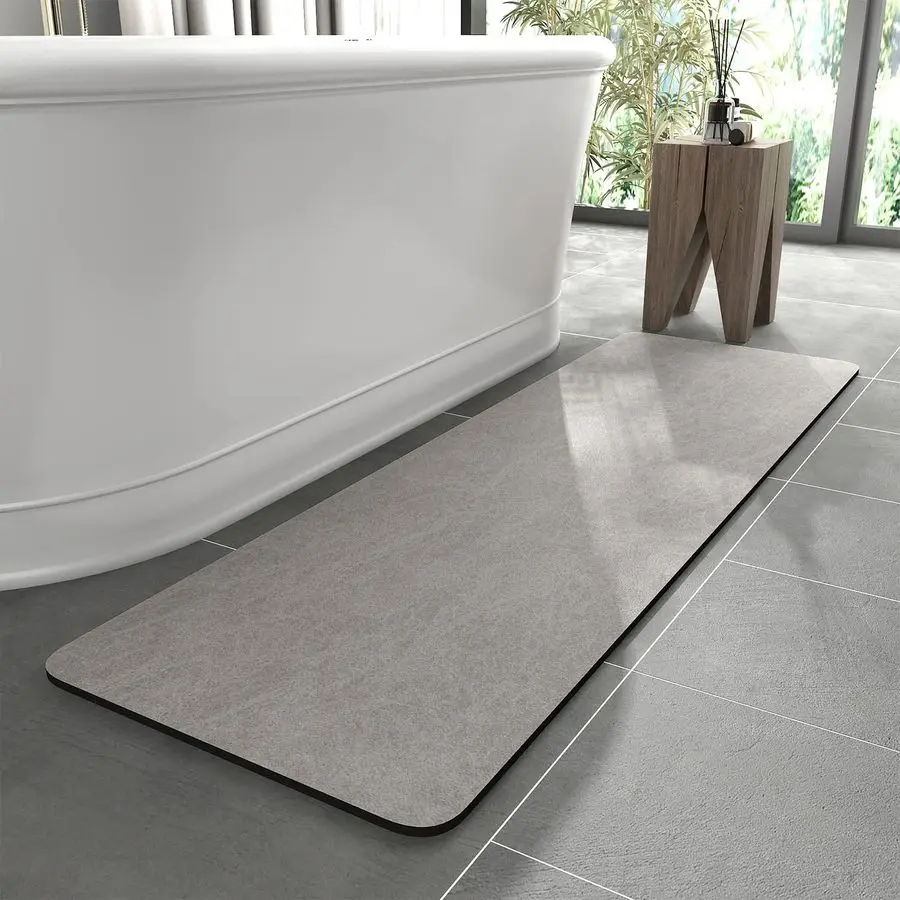 

Bath Mat RugRubber Backing Non Slip Quick Dry Absorbent Thin Bathroom Rugs Fit Under DoorFaux Suede Surface Bathroom Floor MatsS
