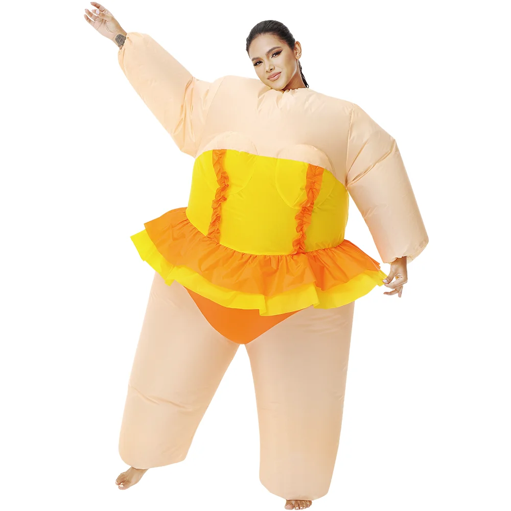 Adult Ballet Inflatable Costume Funny Fat Ballerina Inflatable Suit for Halloween Carnival  Fat Cosplay Party Dress Up Costumes