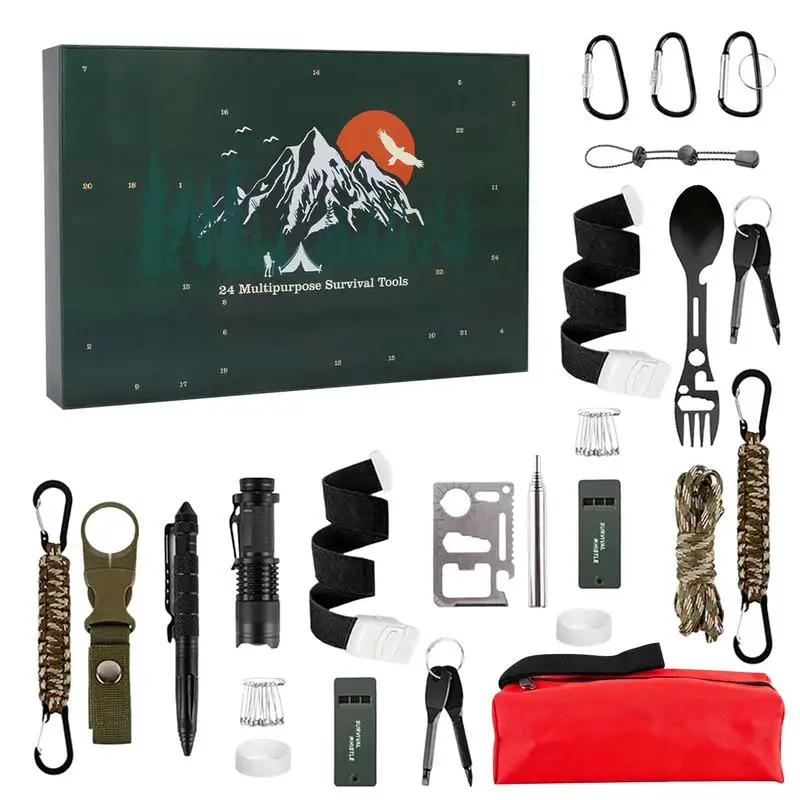 Advent Calendar Survival Kits for Men 24 Day Advent Countdown Calendar for Adult Men's Weather-Resistant Christmas Tools