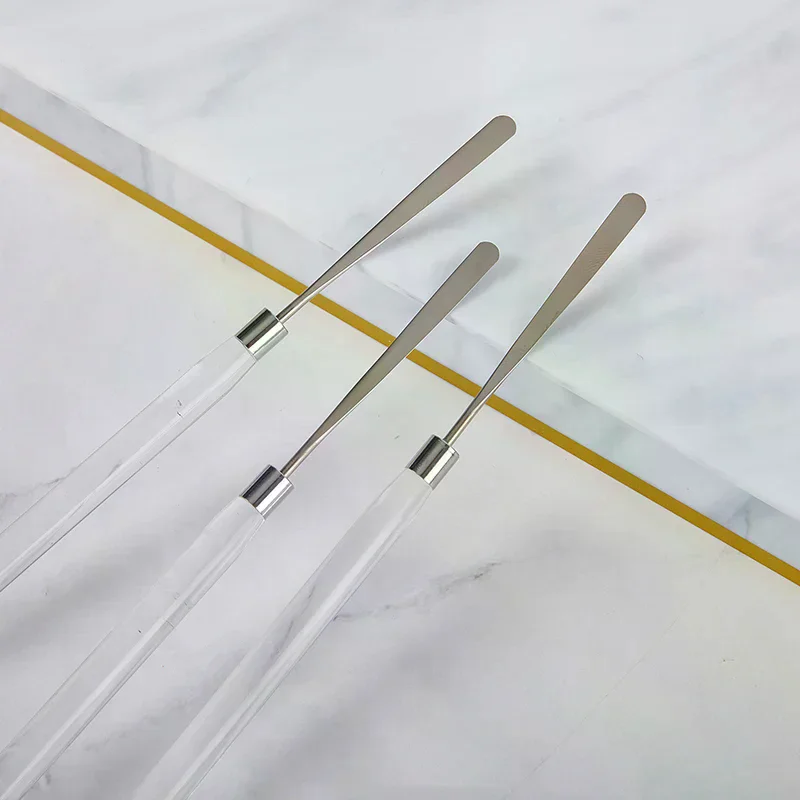 ไม้คนสีเล็บสแตนเลส 1 ชิ้น สำหรับผสมผงอะคริลิค น้ำยาเจลยูวี อุปกรณ์ทำเล็บ