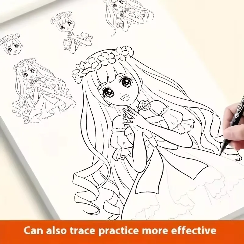 Anime Character Line Art Drawing Book for Beginners – 48 Pages of Simple Hand-Drawn Outlines for Tracing & Practice