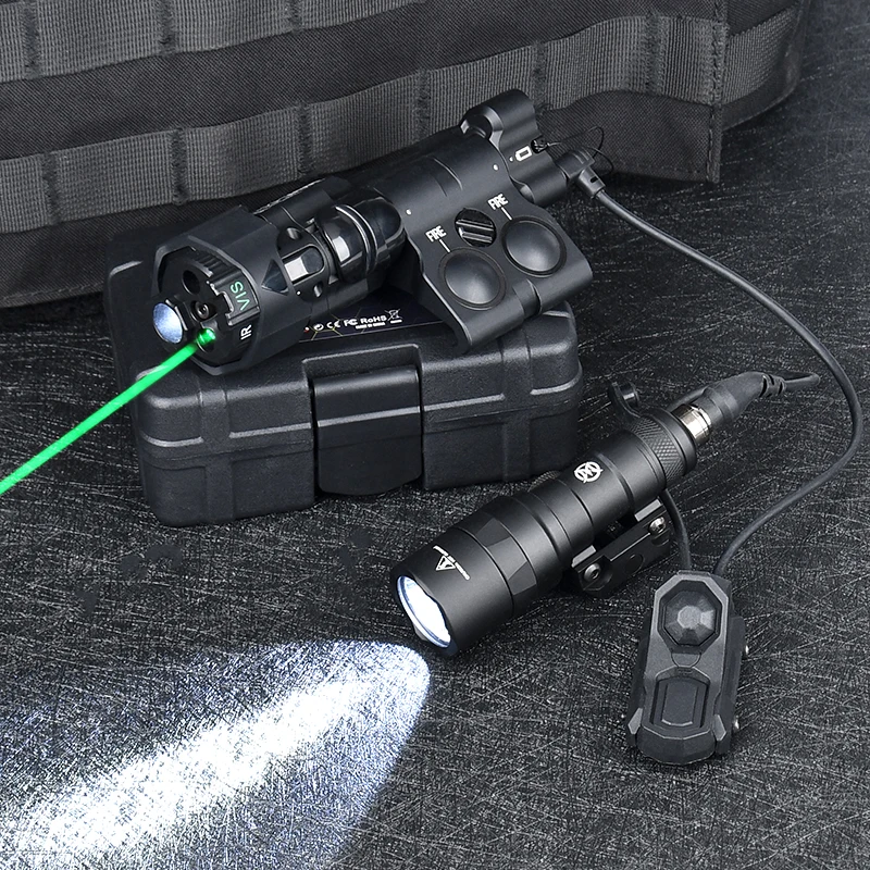 WADSN Metal MAWL Laser Red Green Blue Dot IR Sight White LED Strobe Light M300C MINI Flashlight 520Lumens With UNAxon Switch