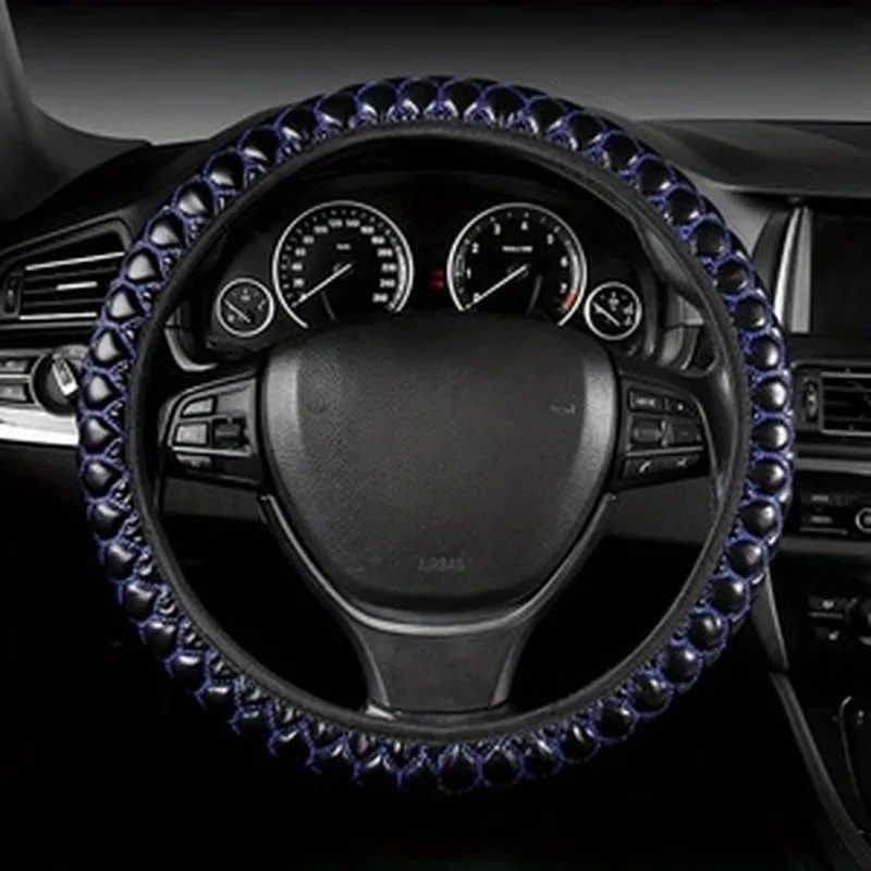 Car Steering‑Wheel Cover PU Leather Embroidery Non‑Slip Protective Case Universal Auto Accessory No Inner Handle Covers