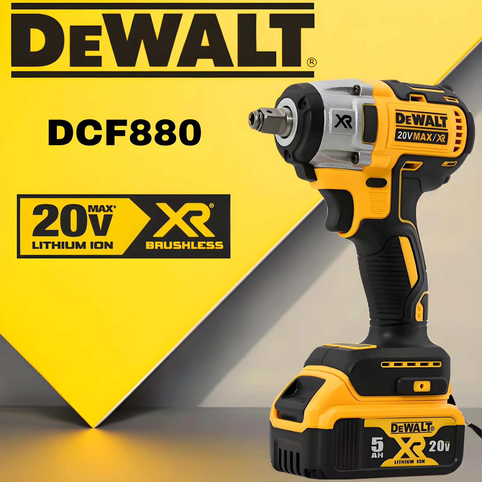 DEWALT DCF880 Brushless Lithium Battery Impact Wrench 20V Detachable Tire High Torque High Speed Powerful Disassembly Tool