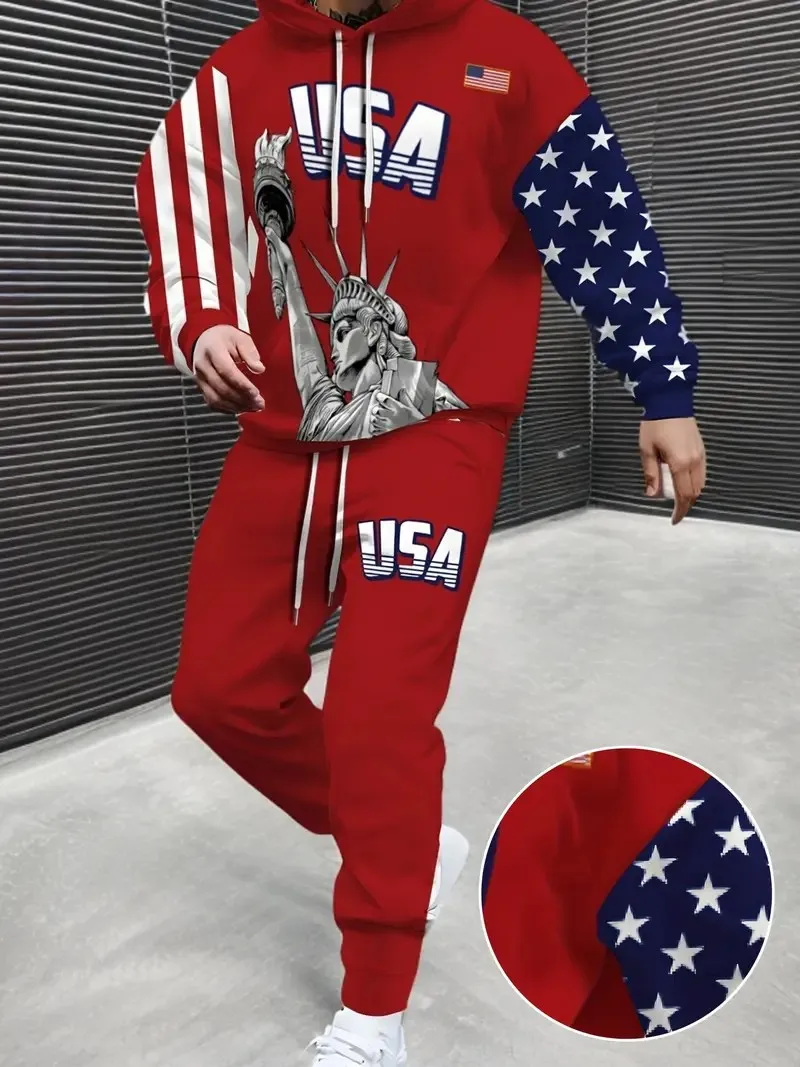 The New Men's Hoodie Set for Spring and Autumn 2025 Features a Casual Fashionable and Comfortable 3D Letter Pattern Print