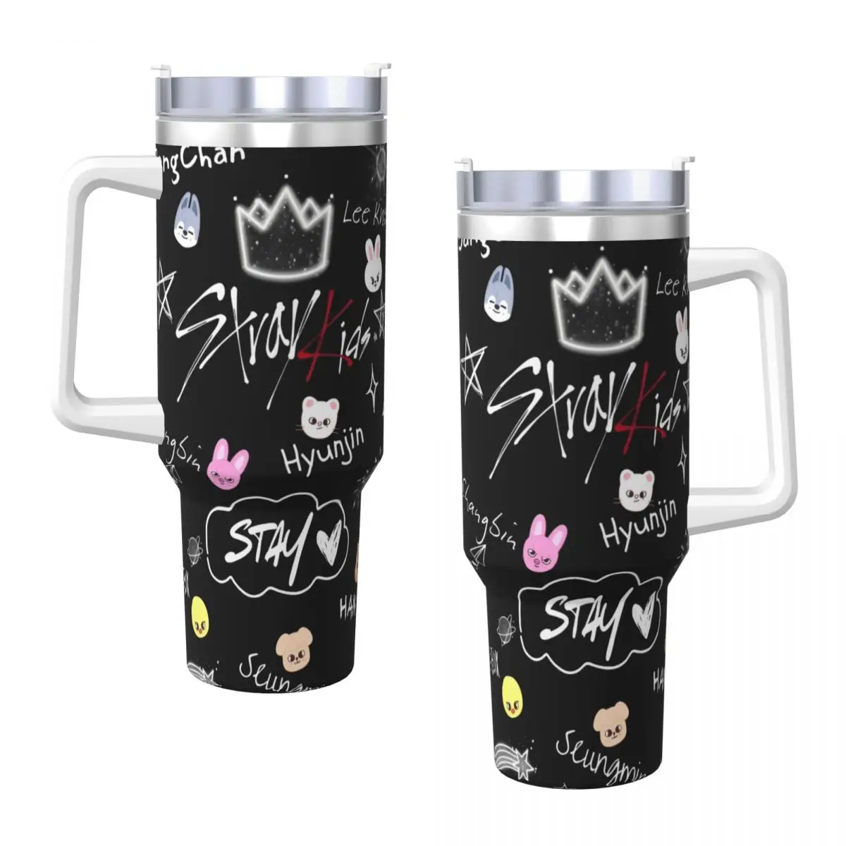 KPOP S-Strays Band Hyunjin Felix Bang Chan Car Mugs With Straws for Kids Travelist Bottle Insulated 40oz Coffee Mug