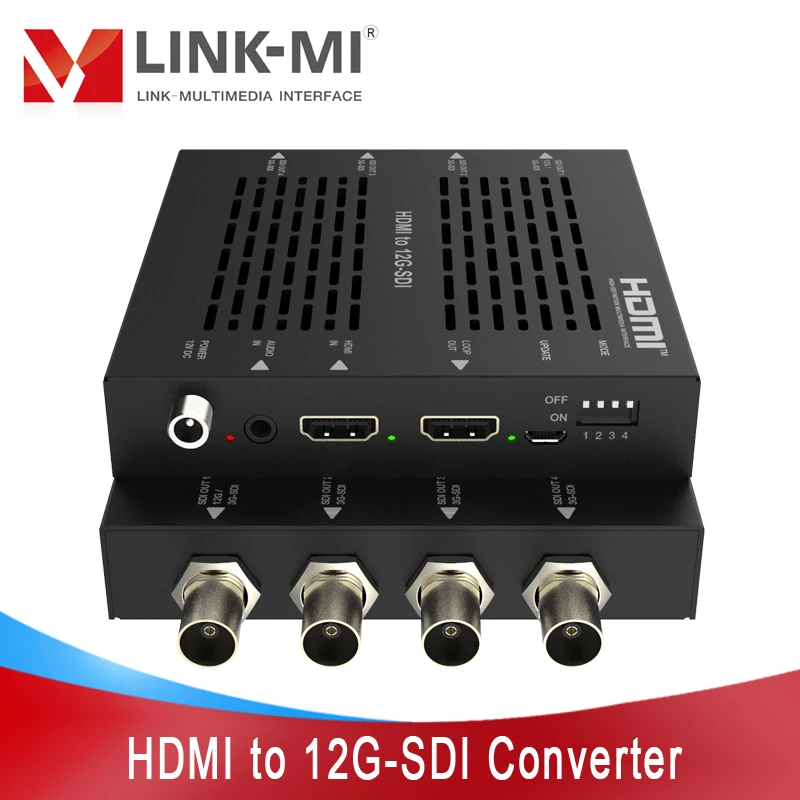 

LINK-MI HDMI to 12G-SDI Converter support 4K2K@60Hz and LPCM audio, HDMI 2.0b, HDCP 2.2, 18Gbps HDMI to SDI Converter