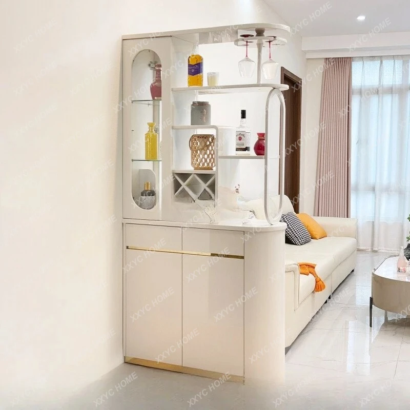 El nuevo mueble de recibidor color crema, biombo para sala de estar, vitrina de vino de doble cara de lujo ligero y alta gama